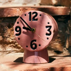 HK Living Horloge Rétro en céramique - h 16,2 cm - Rose > Horloges