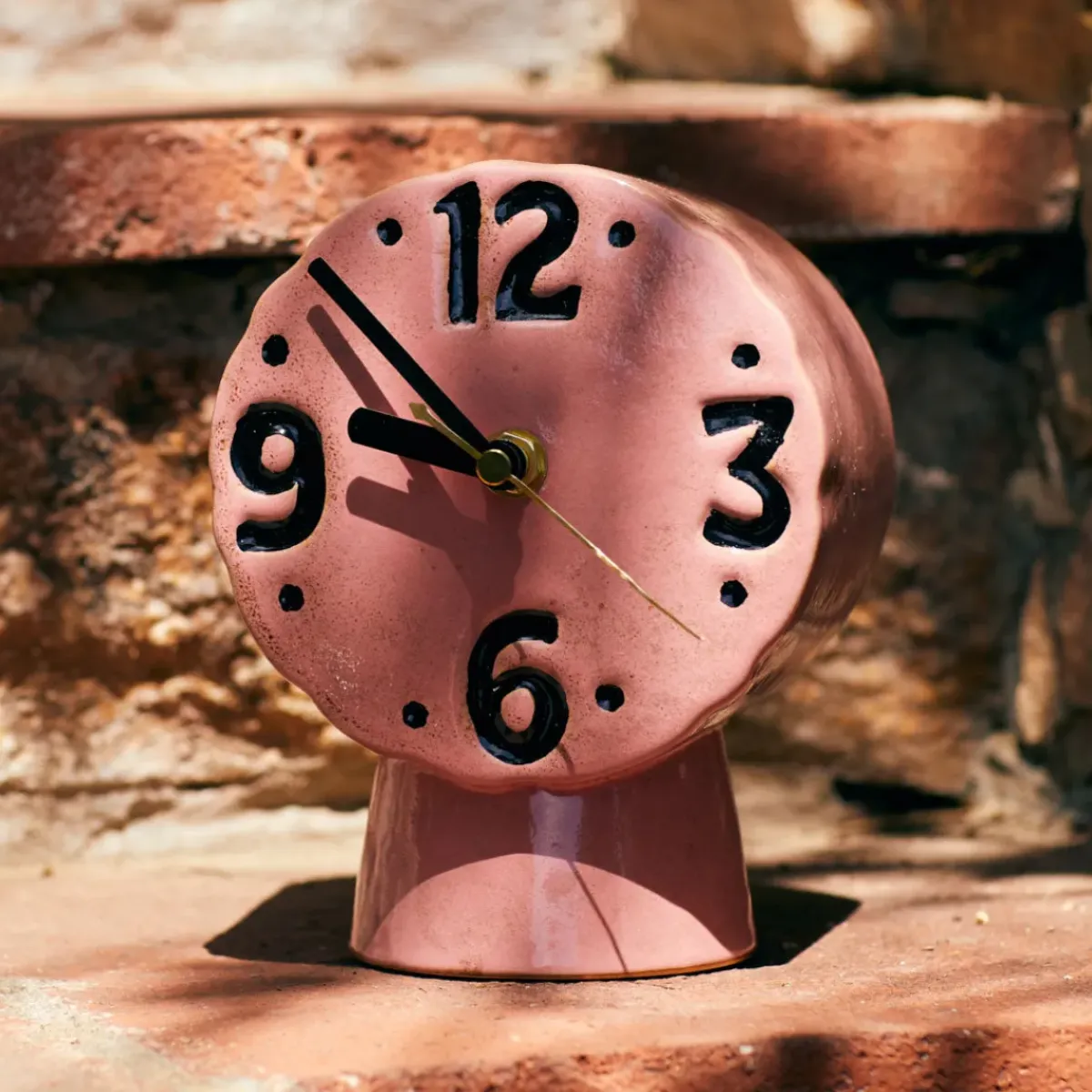 HK Living Horloge Rétro en céramique - h 16,2 cm - Rose > Horloges