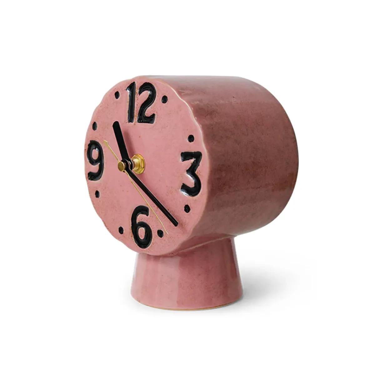 HK Living Horloge Rétro en céramique - h 16,2 cm - Rose > Horloges