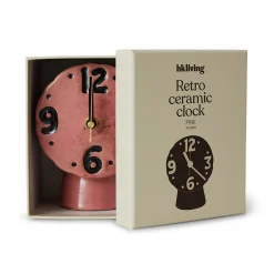 HK Living Horloge Rétro en céramique - h 16,2 cm - Rose > Horloges