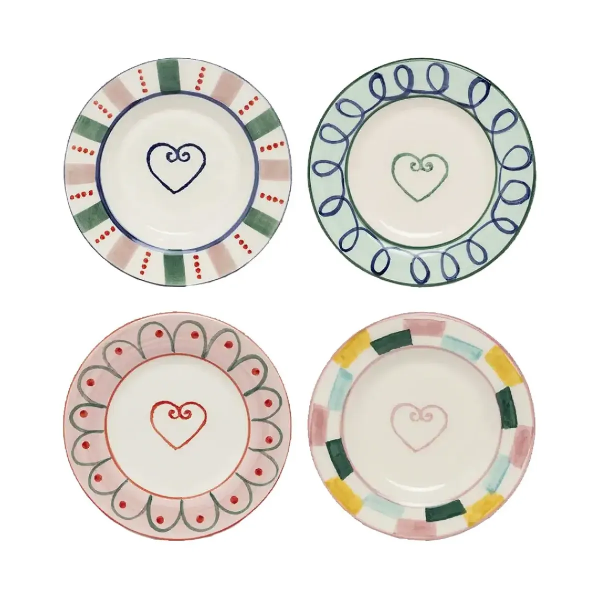 Sélectionné par Fleux Lot de 4 Assiettes à pain / Dessous-de-verre Heart - Multi - Ø 15 cm > Fabriqué En Europe|Sets De Table & Dessous De Verre