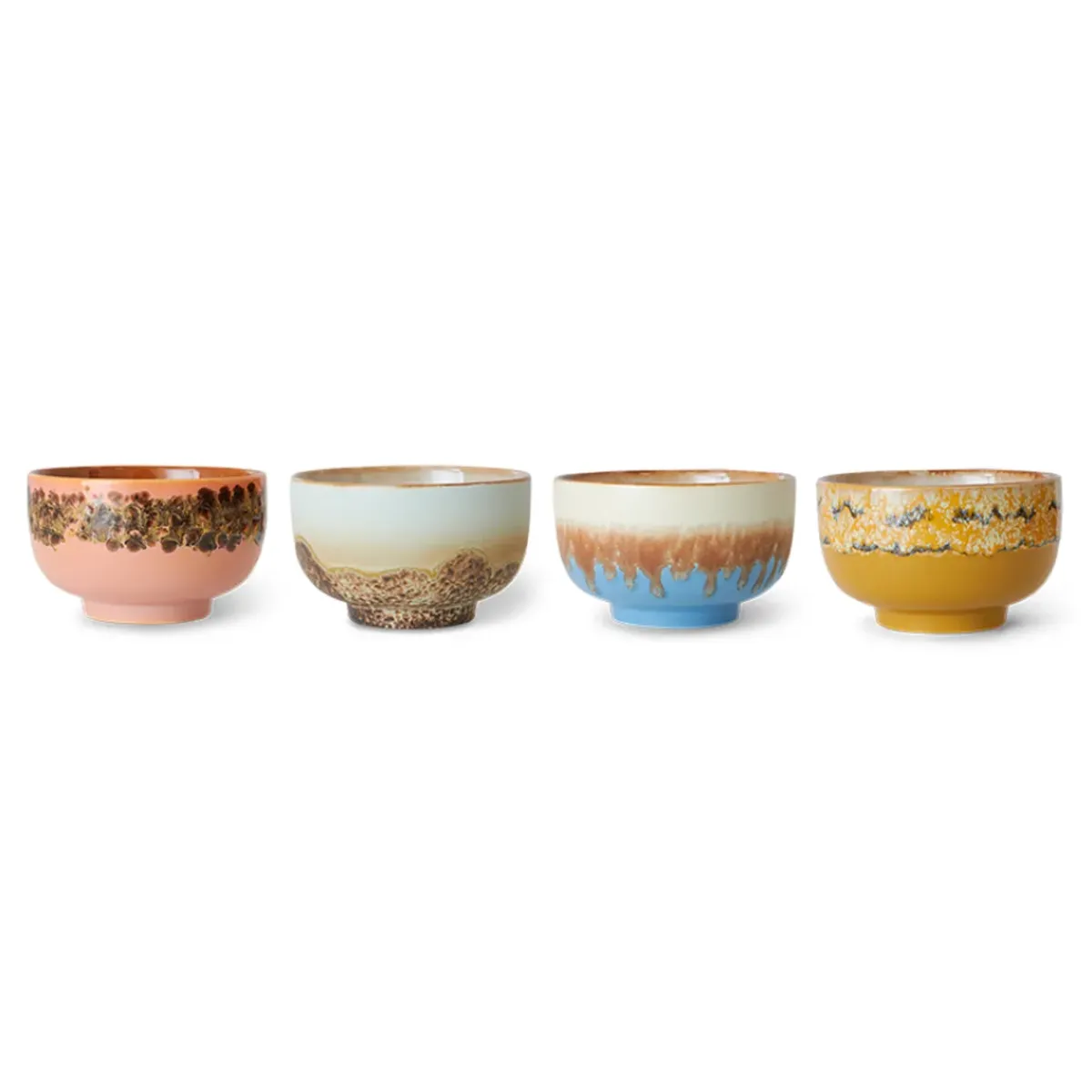 HK Living Lot de 4 Bols à Nouilles Seabreeze 70s - ø 13,5 cm > Fabrication Artisanale|Bols & Coupelles