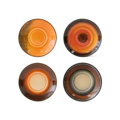 HK Living Lot de 4 Soucoupes Roasts en Céramique 70'S - 11.5 x 1.8 cm > Sets De Table & Dessous De Verre|Tasses & Mugs
