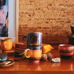 HK Living Lot de 4 Tasses à Cafe Brésil en Céramique 70'S - 10.8 x 7.5 x 8 cm > Tasses & Mugs