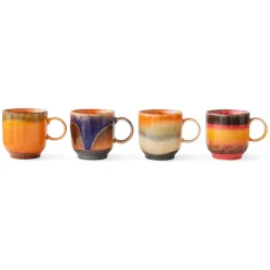 HK Living Lot de 4 Tasses à Cafe Brésil en Céramique 70'S - 10.8 x 7.5 x 8 cm > Tasses & Mugs