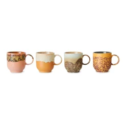 HK Living Lot de 4 Tasses à Cafe Cape en Céramique 70'S - 10.8 x 7.5 > Tasses & Mugs