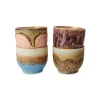 HK Living Lot de 4 Tasses à Cafe Lagoon en Céramique 70'S - 8 x 7 cm > Tasses & Mugs