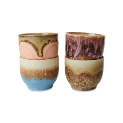 HK Living Lot de 4 Tasses à Cafe Lagoon en Céramique 70'S - 8 x 7 cm > Tasses & Mugs