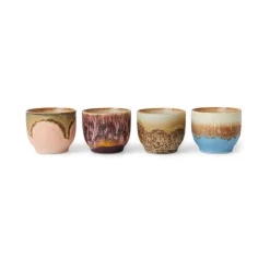 HK Living Lot de 4 Tasses à Cafe Lagoon en Céramique 70'S - 8 x 7 cm > Tasses & Mugs