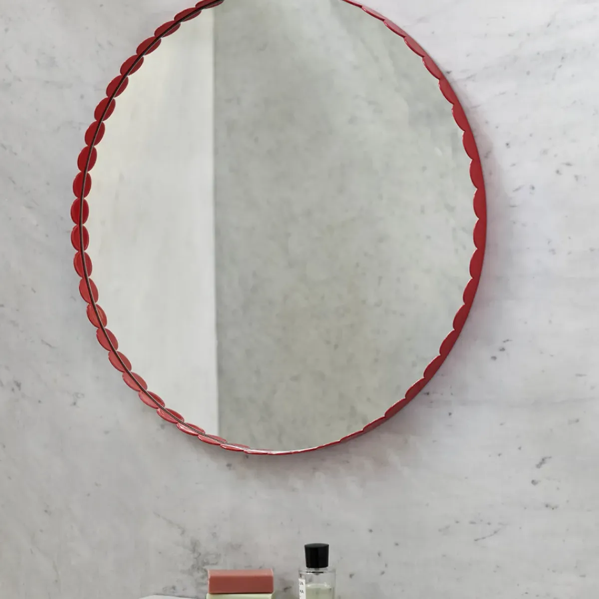 Hay Miroir Arcs Rond - Ø 60 cm - Rouge > Miroirs