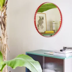 Hay Miroir Arcs Rond - Ø 60 cm - Rouge > Miroirs
