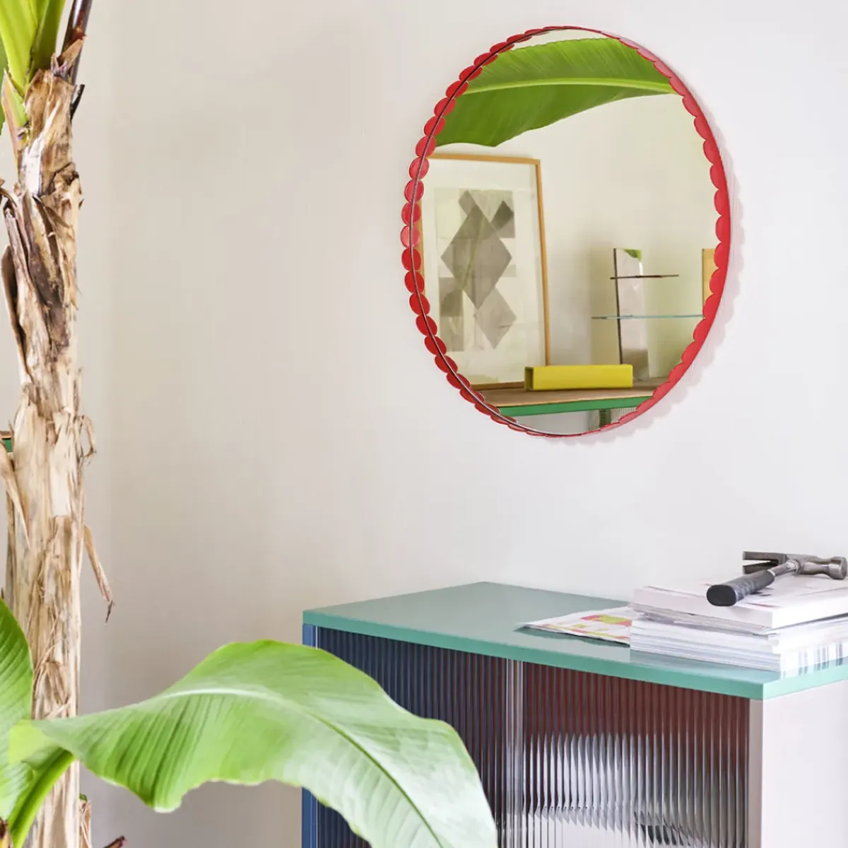 Hay Miroir Arcs Rond - Ø 60 cm - Rouge > Miroirs