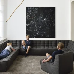 Ethnicraft Module d'angle canapé N701 - Gris foncé > Canapés