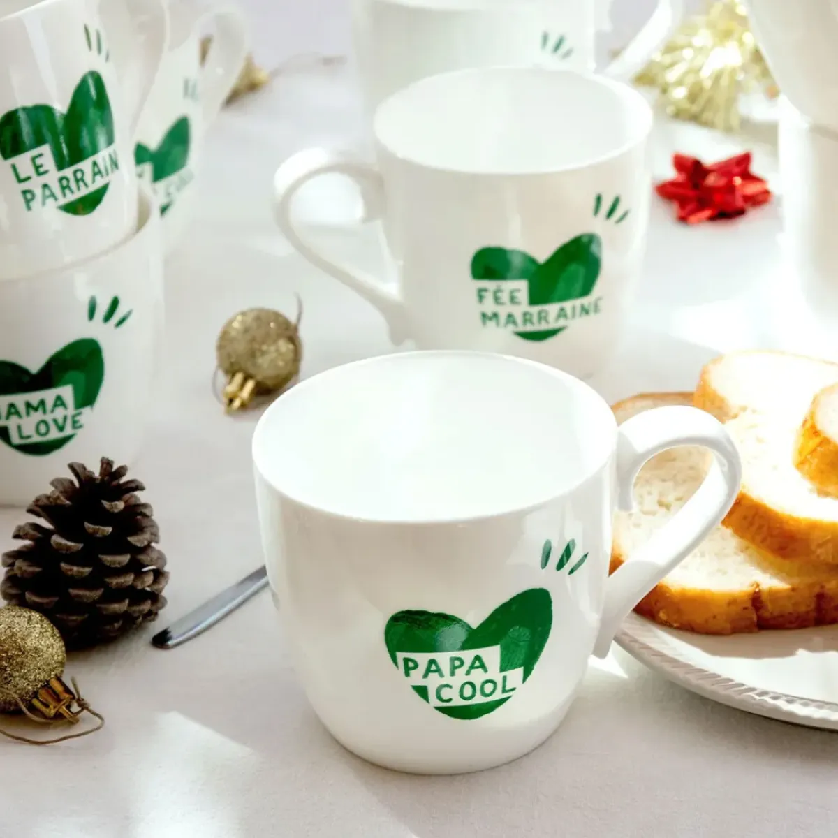 émoi émoi Mug Coeur Mama Love - Vert Sapin > Fabriqué En Europe|Tasses & Mugs