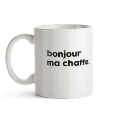 Félicie Aussi Mug en porcelaine - Bonjour Ma Chatte > Fabriqué En France|Vaisselle & Accessoires De Table