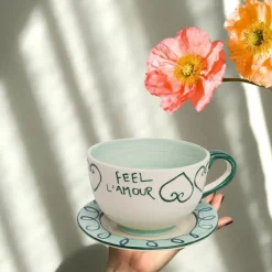 Sélectionné par Fleux Mug Feel l'amour - Vert/Baby Blue - Ø 16 x 8 cm > Fabriqué En Europe|Tasses & Mugs