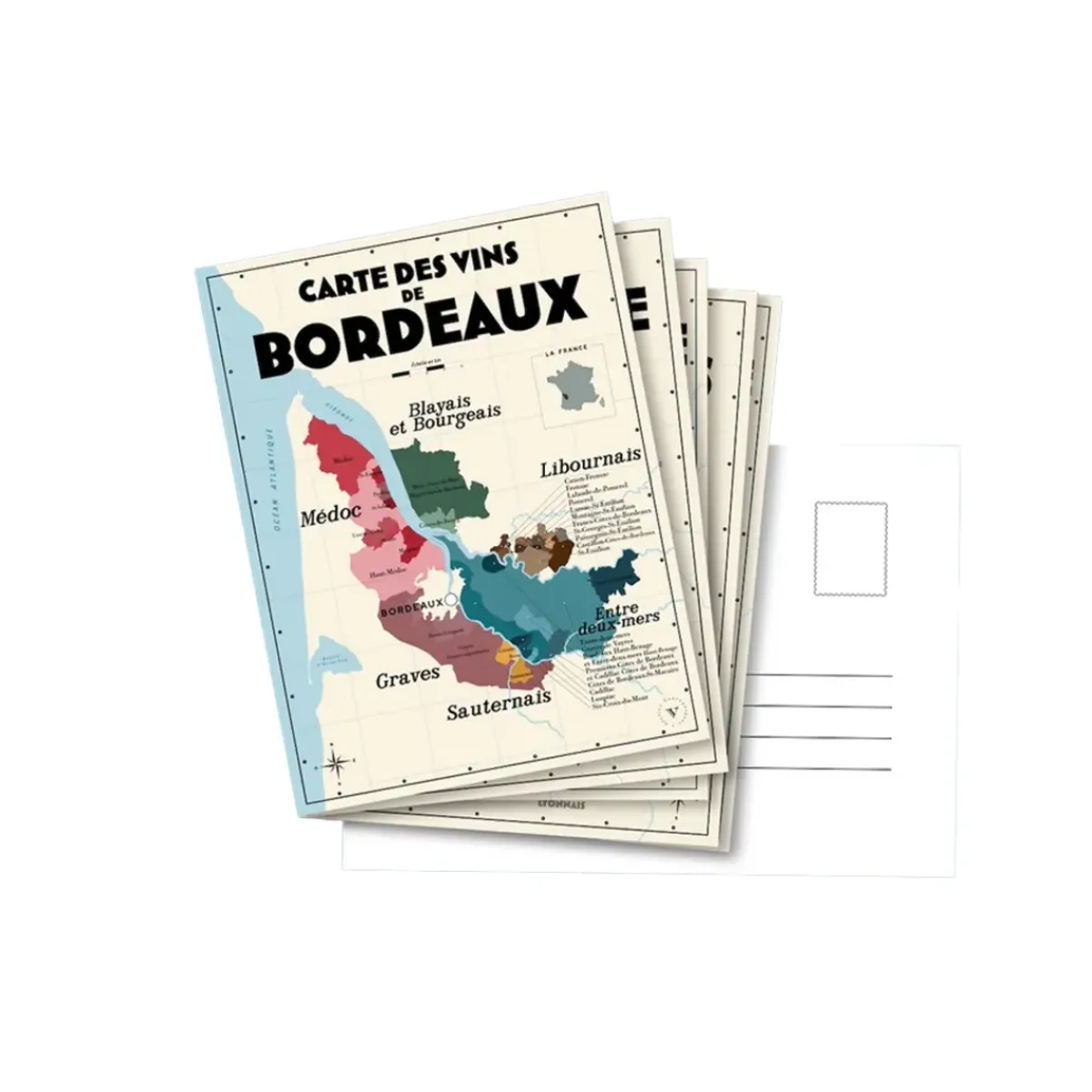 Atelier Vauvenargues Pack 13 Cartes Postales Les Vins de France - 30 x 40 cm - Ecru > Fabriqué En France|Papeterie