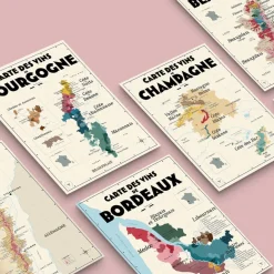 Atelier Vauvenargues Pack 13 Cartes Postales Les Vins de France - 30 x 40 cm - Ecru > Fabriqué En France|Papeterie