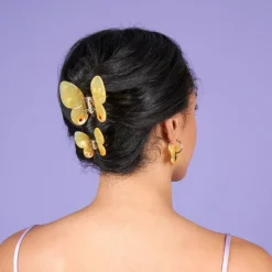 Coucou Suzette Pince à Cheveux Papillon - Jaune > Fabriqué En Europe|Accessoires Cheveux