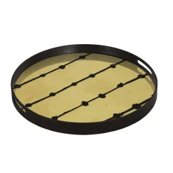 Ethnicraft Plateau en verre et feuille d'or Brown Dots - Ø 48 cm > Plats & Plateaux