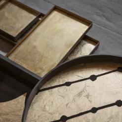 Ethnicraft Plateau en verre et feuille d'or Brown Dots - Ø 48 cm > Plats & Plateaux