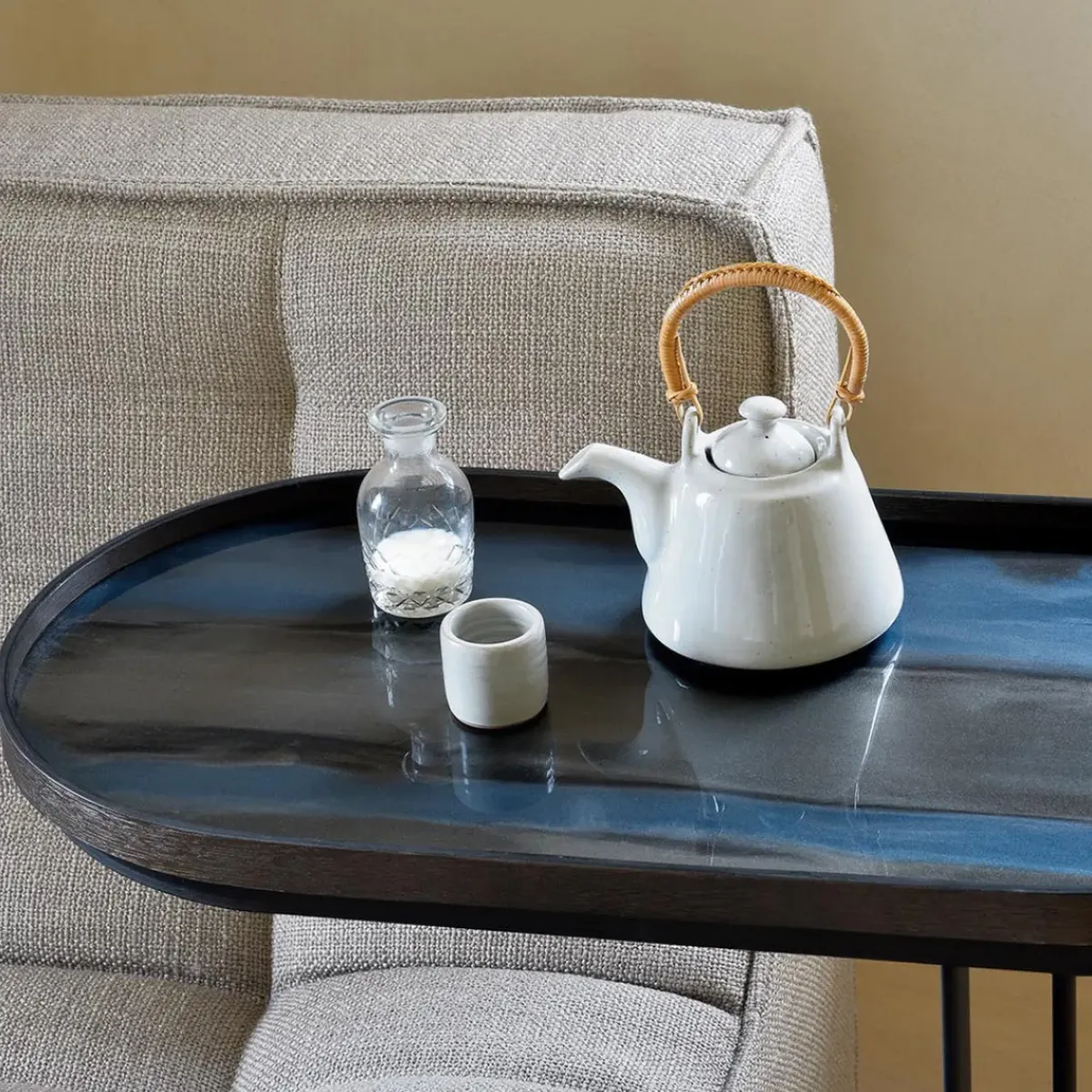 Ethnicraft Plateau en verre Graphite - Organic Glass Oblong - L 71 cm > Plats & Plateaux