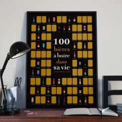 La carte des vins Poster à gratter 100 Bières à Boire dans sa Vie - 50 cm x 70 cm > Fabriqué En France|Affiches & Tableaux