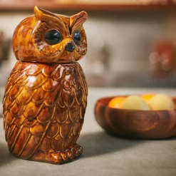 HK Living Pot Hibou en Céramique Roasted - 16.5 x 16.2 x 8.5 cm > Pots & Jardinières
