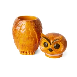 HK Living Pot Hibou Tangerine en Céramique - 16.5 x 16.2 x 8.5 cm > Pots & Jardinières