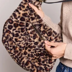 Hindbag Sac Rosa Teddy en fourrure - Léopard > Femme Recyclé|Sacs & Cabas