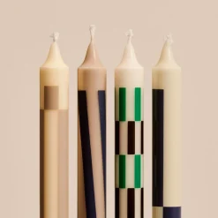 Hay Set de 4 Bougies Pattern - Cream u0026 Dark > Biologique|Bougies, Bougeoirs Et Allumettes