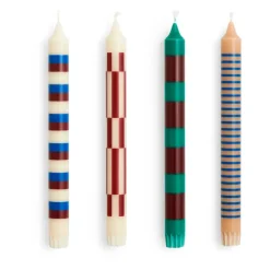 Hay Set de 4 Bougies Pattern - Vert/Bleu/Marron > Biologique|Bougies, Bougeoirs Et Allumettes