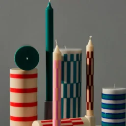 Hay Set de 4 Bougies Pattern - Vert/Bleu/Marron > Biologique|Bougies, Bougeoirs Et Allumettes
