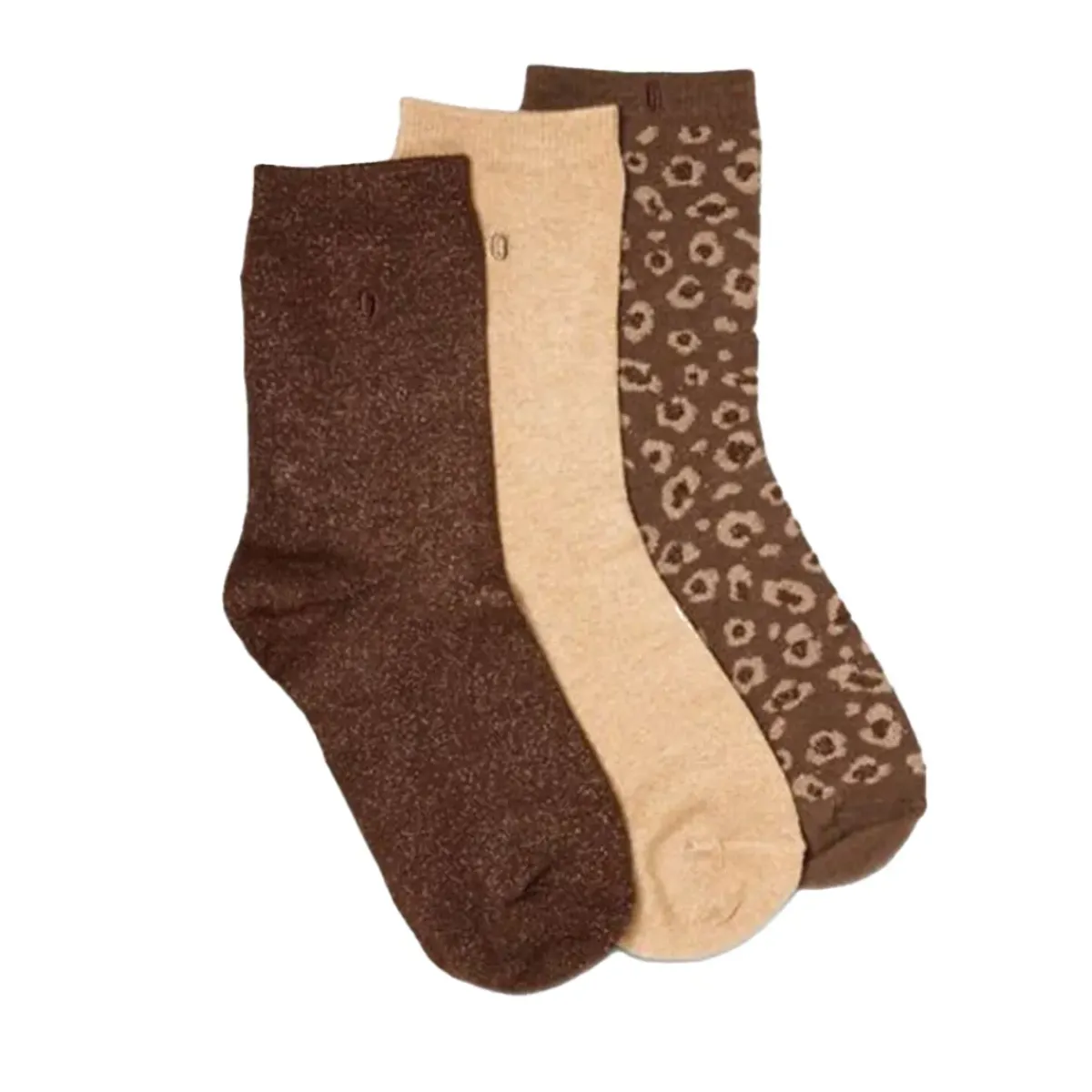 Sélectionné par Fleux Set de 3 chaussettes fantaisie - Paillettes Léopard Marron Doré > Femme Chaussettes|Chaussettes
