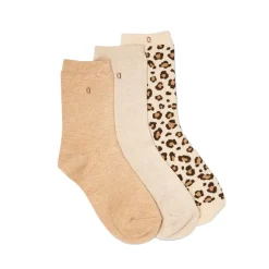 Sélectionné par Fleux Set de 3 chaussettes fantaisie - Paillettes Léopard Beige > Femme Chaussettes|Chaussettes