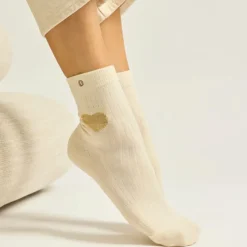 Sélectionné par Fleux Set de 3 chaussettes fantaisie - Coeur Marron Doré Ecru > Femme Chaussettes|Chaussettes