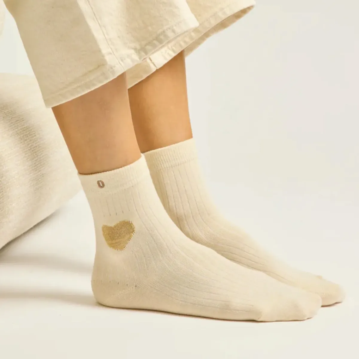 Sélectionné par Fleux Set de 3 chaussettes fantaisie - Coeur Marron Doré Ecru > Femme Chaussettes|Chaussettes