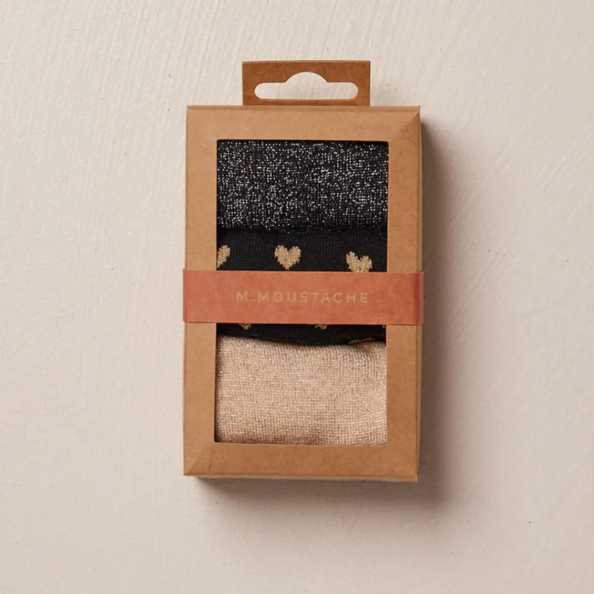 Sélectionné par Fleux Set de 3 chaussettes fantaisie - Petit Coeur Noir Doré > Femme Chaussettes|Chaussettes