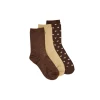 Sélectionné par Fleux Set de 3 chaussettes fantaisie - Petit Coeur Doré Marron > Femme Chaussettes|Chaussettes