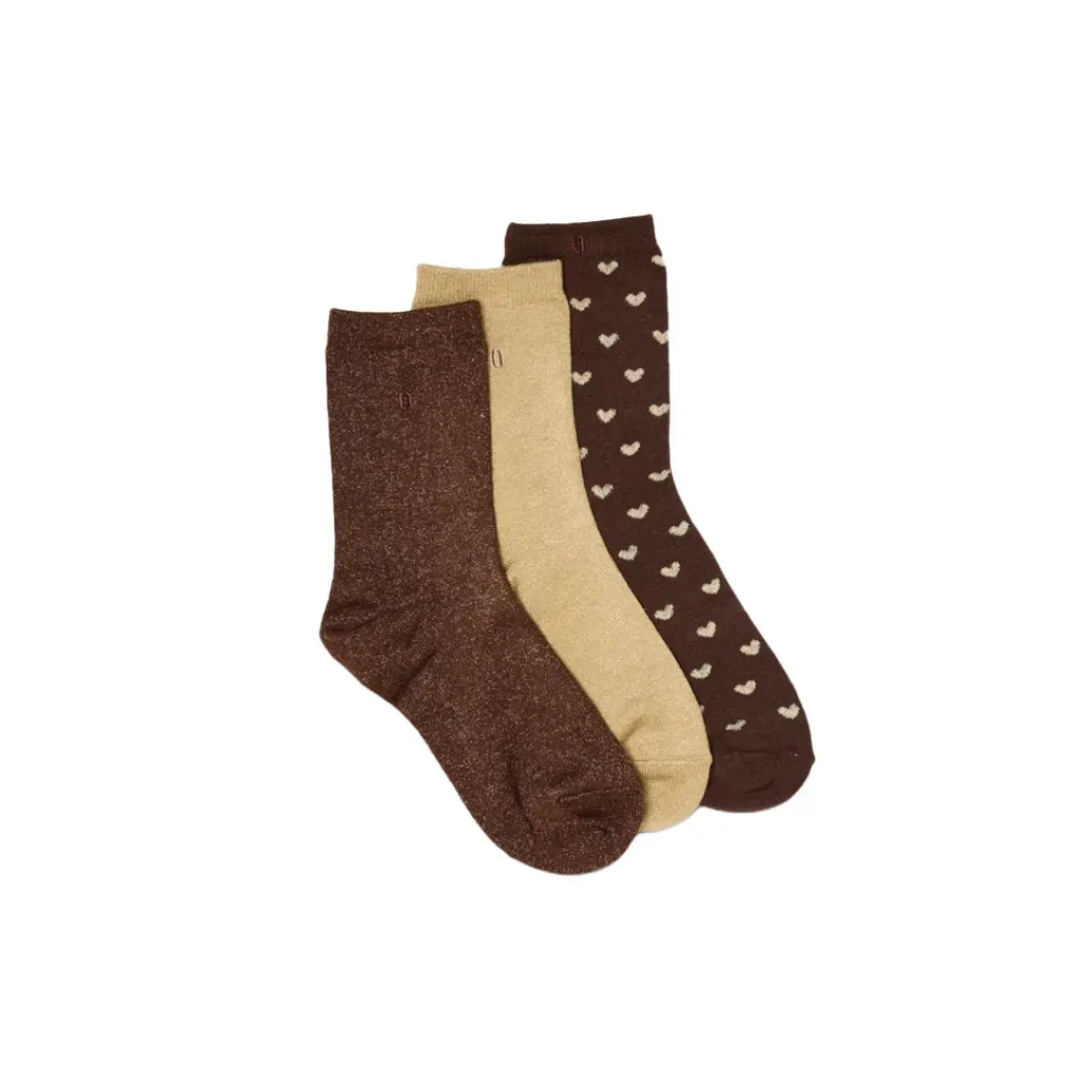 Sélectionné par Fleux Set de 3 chaussettes fantaisie - Petit Coeur Doré Marron > Femme Chaussettes|Chaussettes