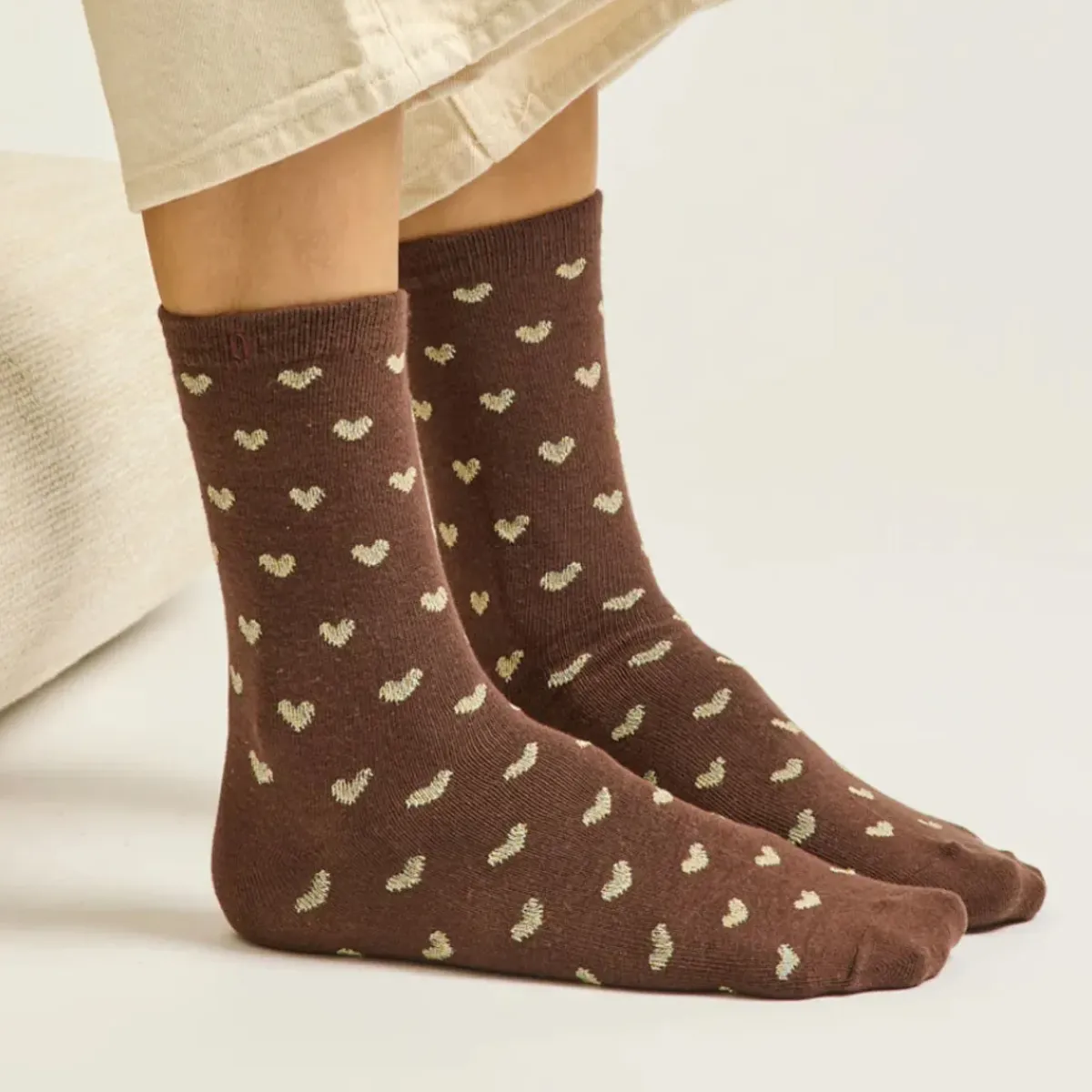 Sélectionné par Fleux Set de 3 chaussettes fantaisie - Petit Coeur Doré Marron > Femme Chaussettes|Chaussettes