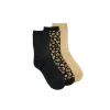Sélectionné par Fleux Set de 3 Chaussettes Fantaisie Paillettes Léopard Noir Doré > Femme Chaussettes|Chaussettes