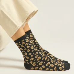 Sélectionné par Fleux Set de 3 Chaussettes Fantaisie Paillettes Léopard Noir Doré > Femme Chaussettes|Chaussettes