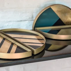 Ethnicraft Set de 2 mini plateaux géométriques Half Moon > Plats & Plateaux