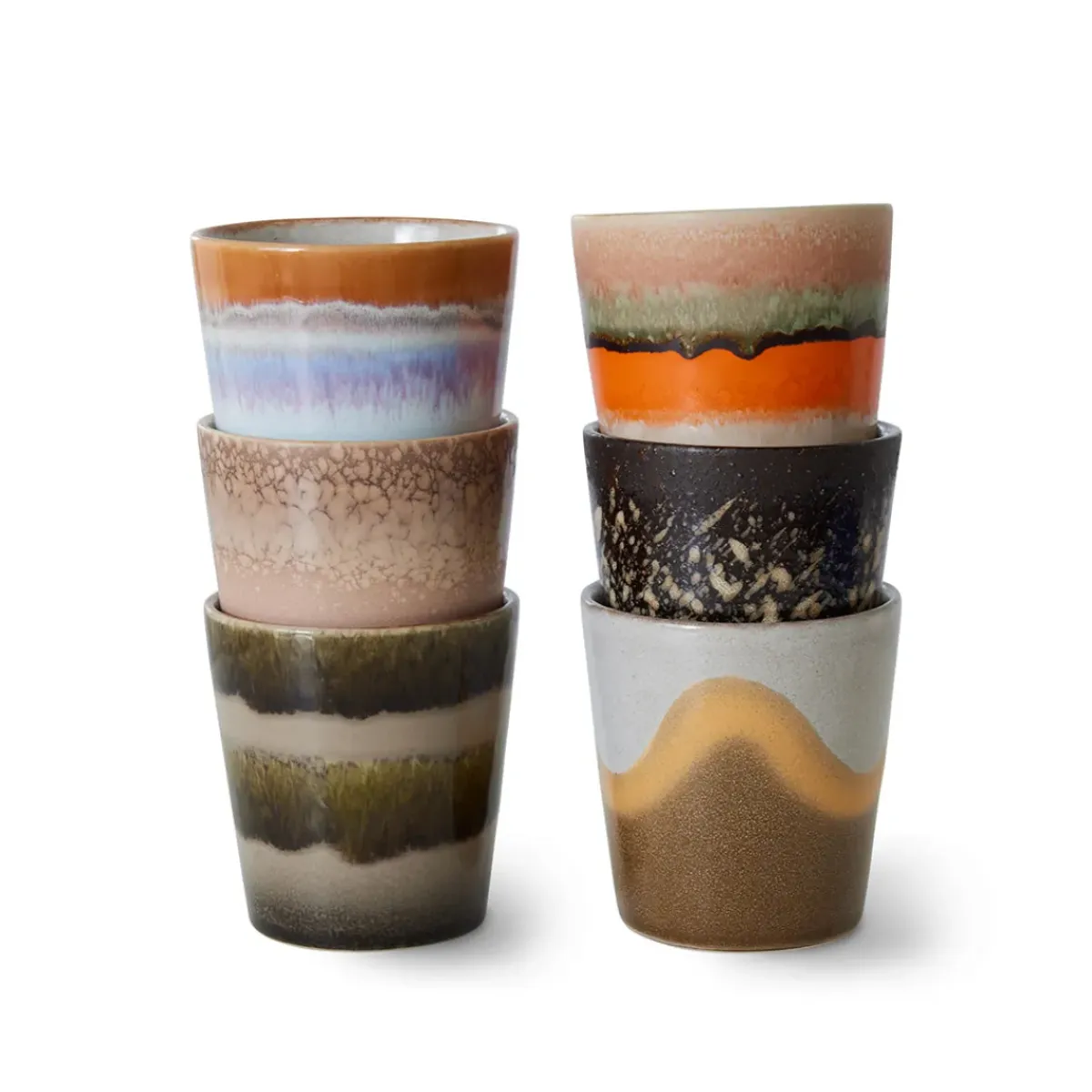 HK Living Set de 6 Mugs 70's Elements en céramique > Tasses & Mugs