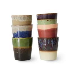 HK Living Set de 6 Mugs 70's Grounding en céramique > Tasses & Mugs