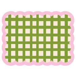 Fleux Set de table Biscotti à Carreaux - 38 cm x 48 cm - Kaki u0026 Rose > Sets De Table & Dessous De Verre