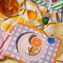 Fleux Set de table Biscotti à Carreaux - 38 cm x 48 cm - Lilas u0026 Orange > Sets De Table & Dessous De Verre