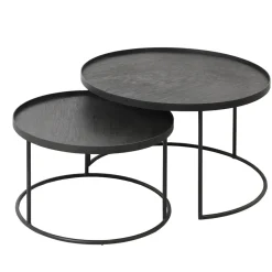 Ethnicraft Set de 2 Tables basses pour plateaux ronds - Ø 62 cm u0026 Ø 49 cm > Tables Basses & D'appoint