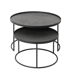 Ethnicraft Set de 2 Tables basses pour plateaux ronds - Ø 62 cm u0026 Ø 49 cm > Tables Basses & D'appoint